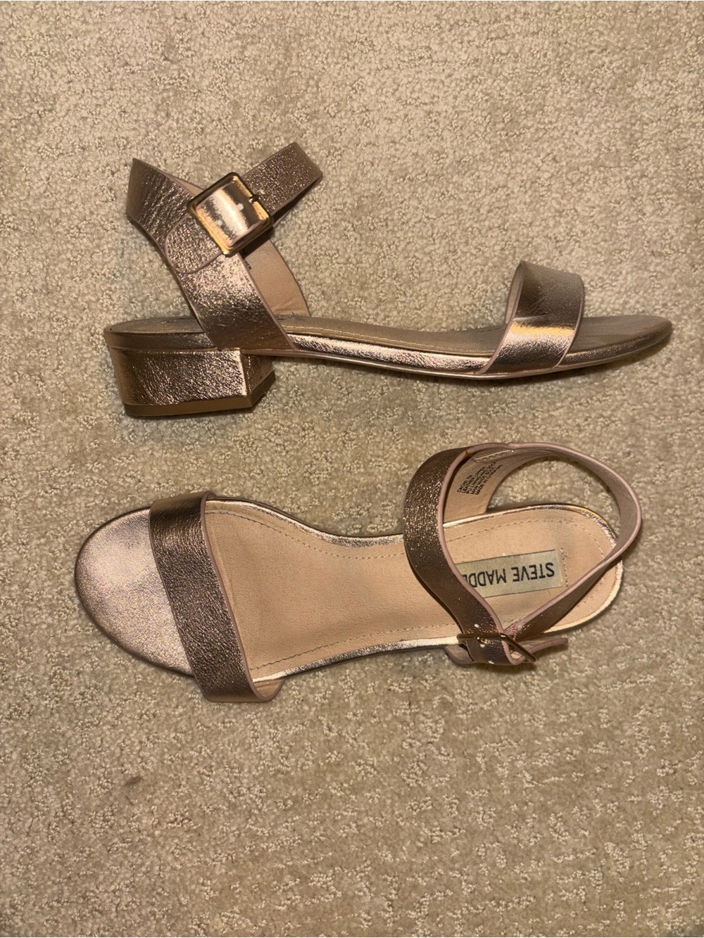 Steve Madden Metallic Pink-Gold Ankle Strap Sandals